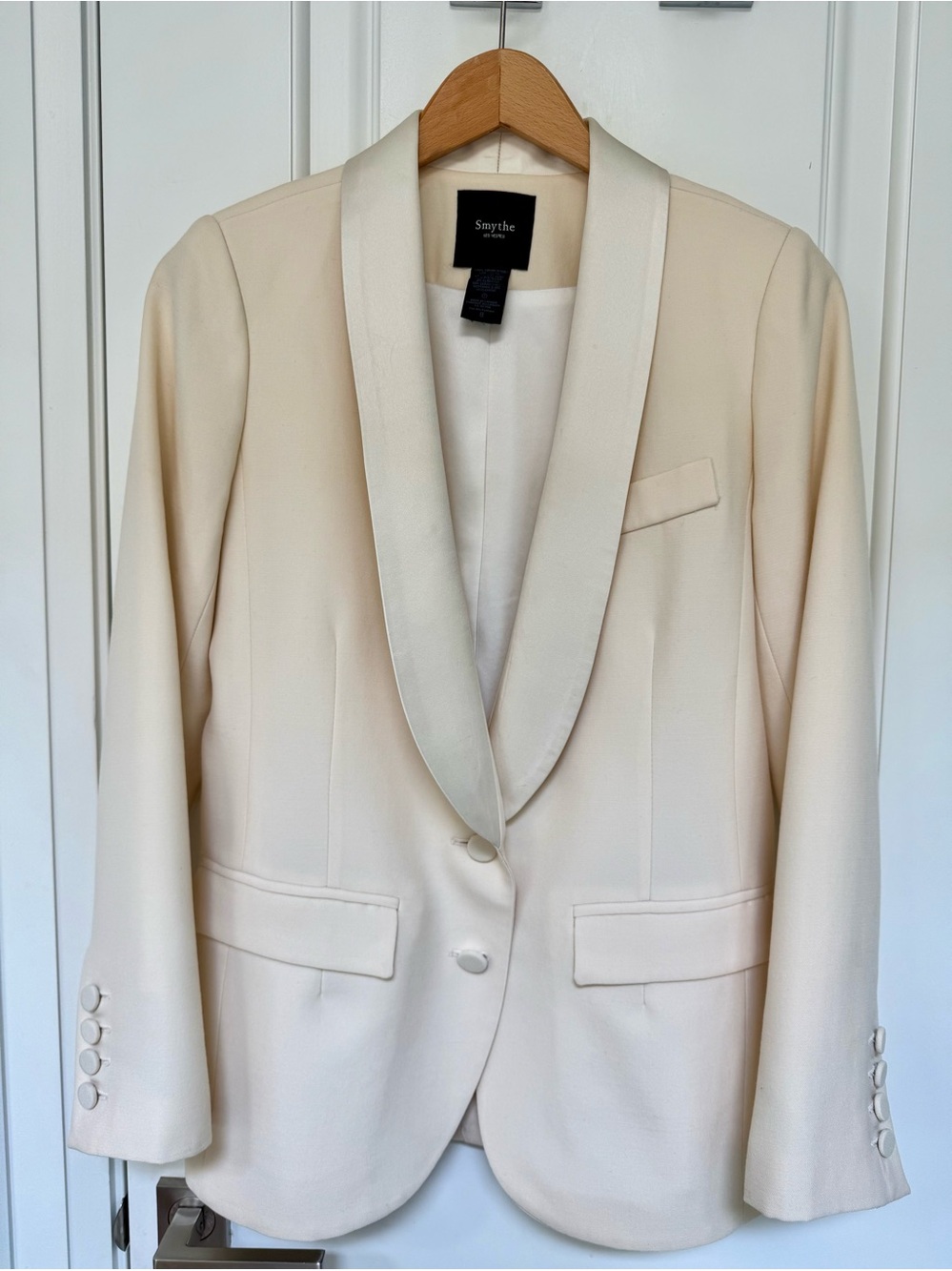 Smythe Ivory Satin-Trim Tuxedo Jacket